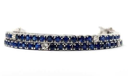 Bracciale Tennis Astralia in Oro Bianco con Zaffiri blu 4,00 ct e Diamanti 0,24 ct 18 kt (750)