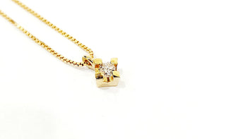 Collana pendente modello punto luce Oro Giallo 18kt-750  Diamante ct 0,10