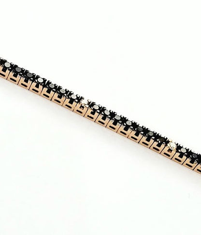 Bracciale Tennis in Oro Rosa con Diamanti neri 1,70 ct e bianchi 0,30 ct 18 kt (750)