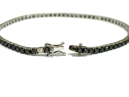 Bracciale tennis piramidale Astralia diamanti neri 3,25 e bianchi 0,20 ct in Oro Bianco 18 kt