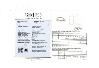 Anello Astralia riviera a 7 Diamanti 0,70 ct in Oro Bianco certificato gemmologico Gem Tech 18 kt (750)