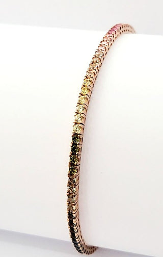 Bracciale Tennis Rainbow con Zaffiri Multicolor 3,97 ct in Oro Rosa 18 kt (750)