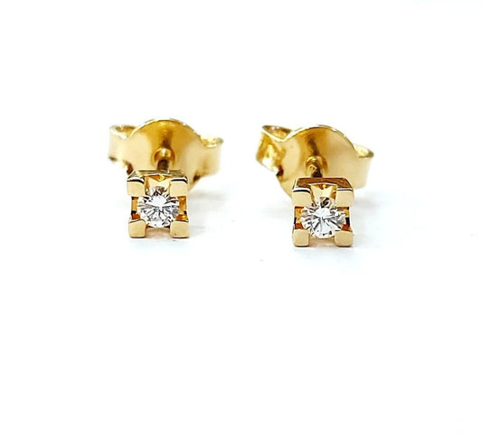 Orecchini punto luce a tornito con Diamanti 0,20 ct in Oro Giallo 18 kt (750)