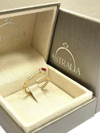 Anello contrarié Astralia con diamanti 0,42 ct e rubino 0,35 ct in Oro Giallo 18 kt (750)