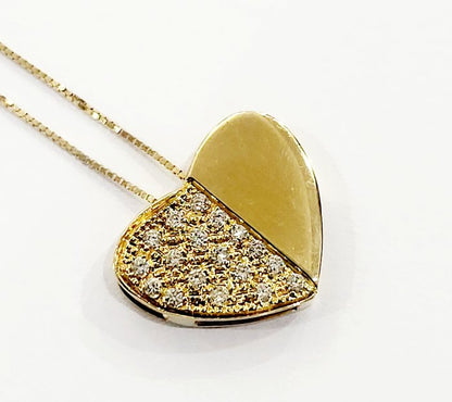 Collana e pendente cuore con Diamanti 0,65 ct in Oro Giallo 18 kt (750)