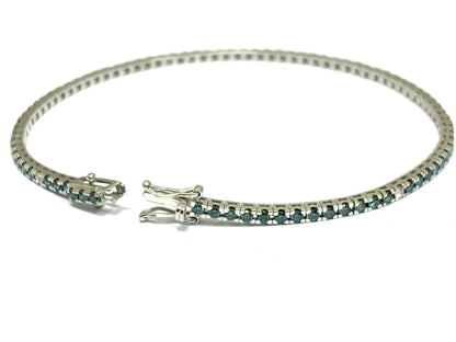 Bracciale tennis Diamanti blu 2,67 ct e Diamanti bianchi 0,22 ct in Oro Bianco 18 kt (750)