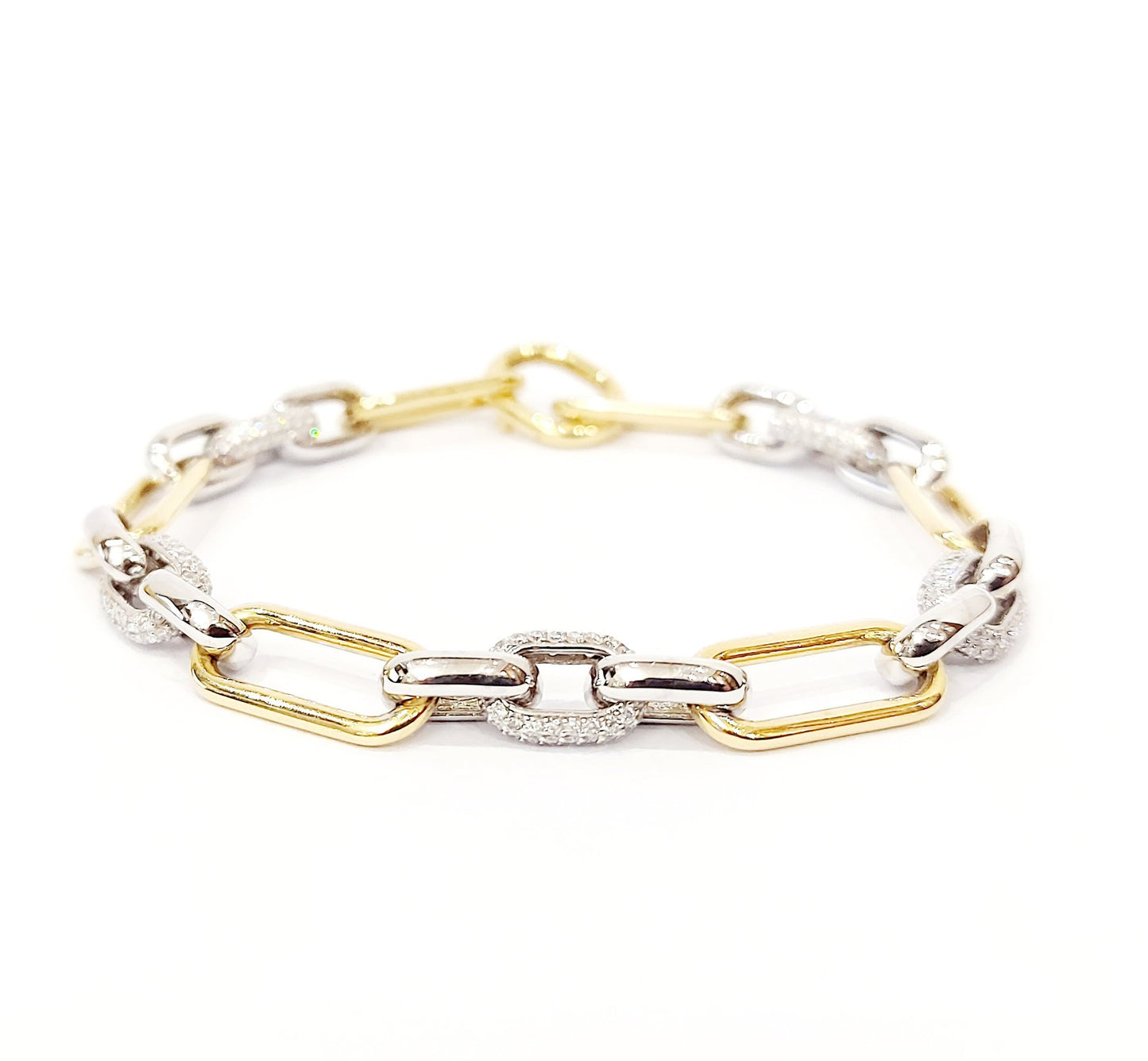 Collana Bracciale a catena con Diamanti 5,50 ct in Oro Giallo e Oro Bianco con certificazione gemmologica Gem Tech 18 kt -750