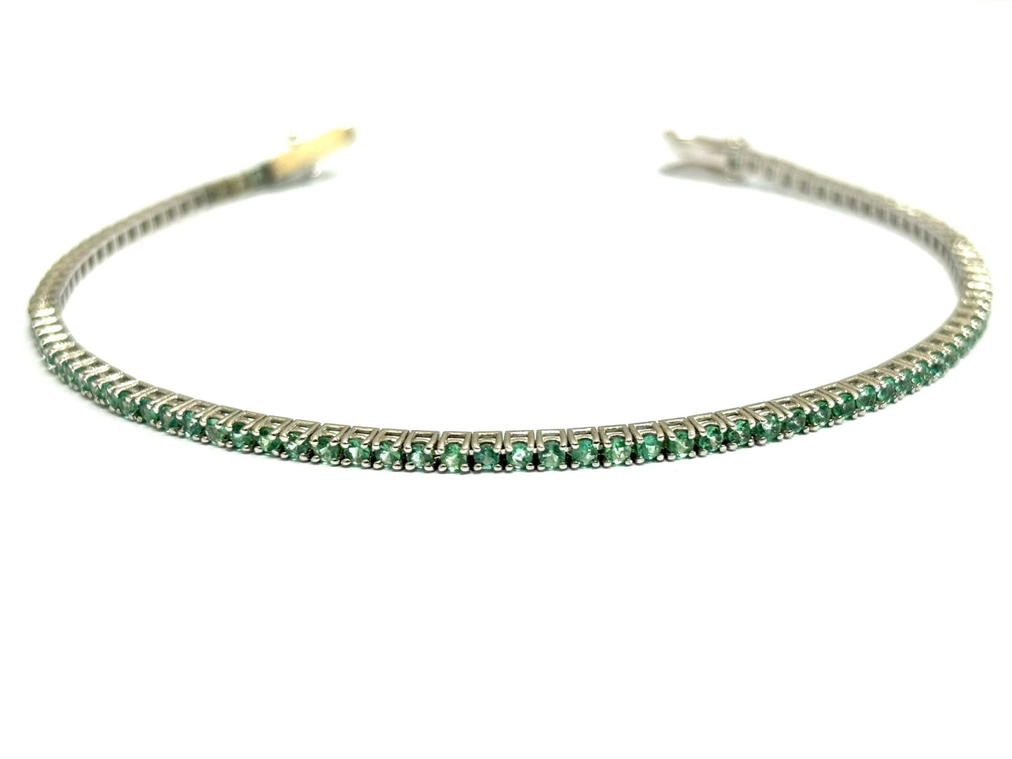 Bracciale tennis Smeraldi 3,25 ct in Oro Bianco 18 kt (750)