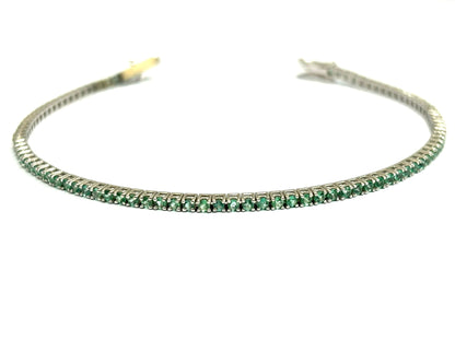 Bracciale tennis Smeraldi 3,25 ct in Oro Bianco 18 kt (750)