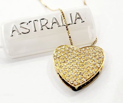 Collana e pendente a forma di cuore Astralia in Oro Giallo con Diamanti 1,05 ct 18 kt (750)