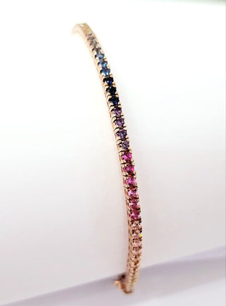 Bracciale Tennis Rainbow con Zaffiri Multicolor 3,97 ct in Oro Rosa 18 kt (750)