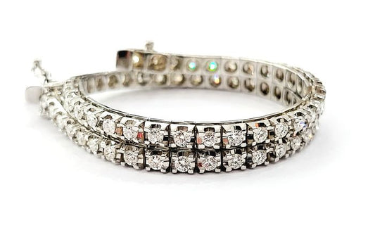 Bracciale Tennis in Oro Bianco con Diamanti 3,31 ct con certificazione Gemmologica AIG Milan 18 kt (750)