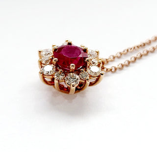 Collana pendente Magic fiore  Donna Diamanti 0,48 ct e Rubino 1,00 ct in Oro Rosa 18kt -750