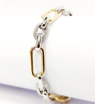 Collana Bracciale a catena con Diamanti 5,50 ct in Oro Giallo e Oro Bianco con certificazione gemmologica Gem Tech 18 kt -750