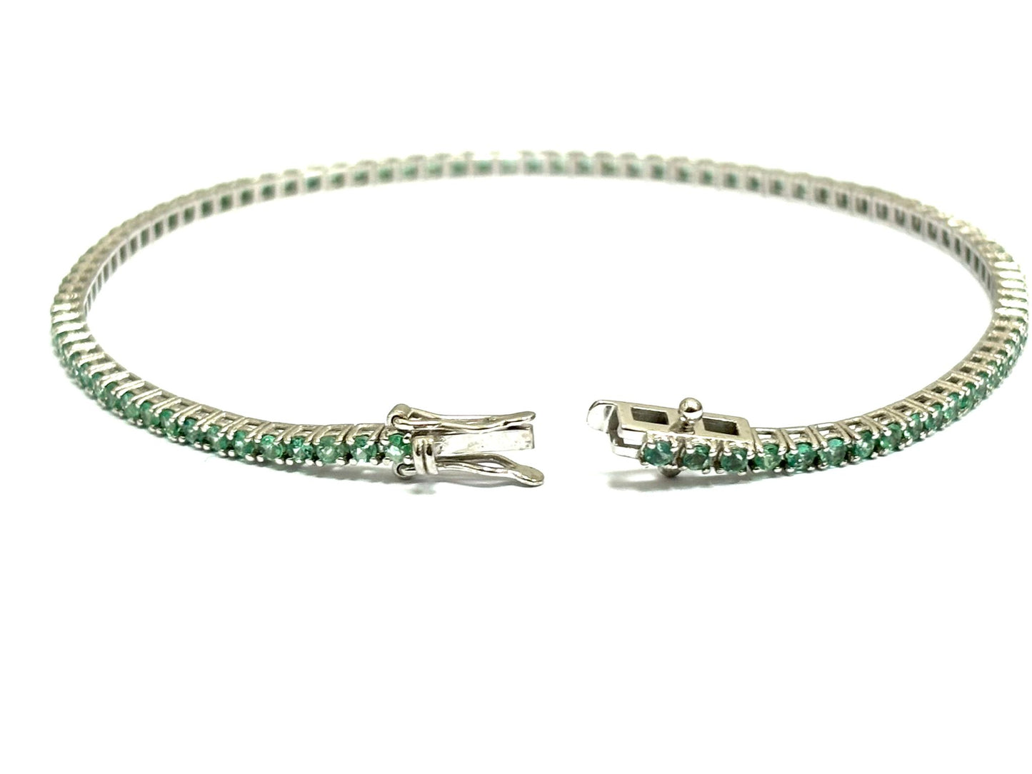 Bracciale tennis Smeraldi 3,25 ct in Oro Bianco 18 kt (750)