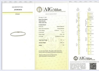 Bracciale Tennis in Oro Bianco con Diamanti 3,31 ct con certificazione Gemmologica AIG Milan 18 kt (750)