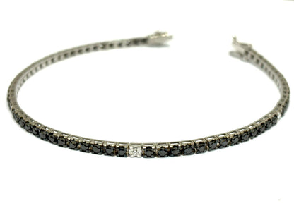 Bracciale tennis piramidale Astralia diamanti neri 3,25 e bianchi 0,20 ct in Oro Bianco 18 kt