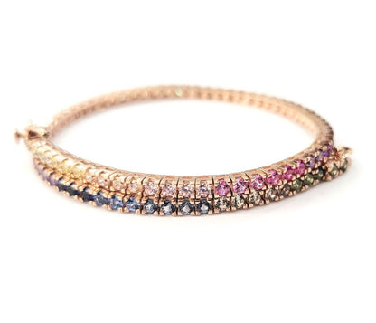 Bracciale Tennis Rainbow con Zaffiri Multicolor 3,97 ct in Oro Rosa 18 kt (750)