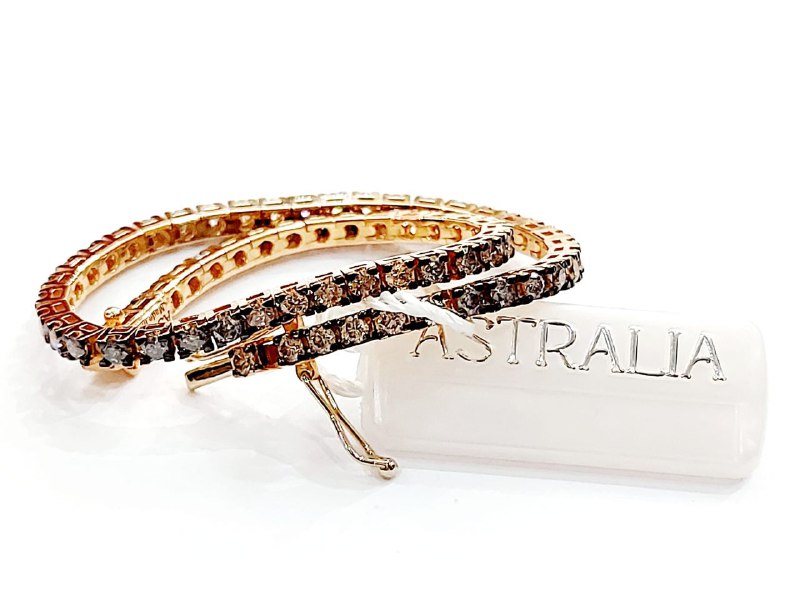 Bracciale Tennis Astralia in Oro Rosa con Diamanti Brown 1,92 ct e Grey 1,92 ct 18 kt (750)