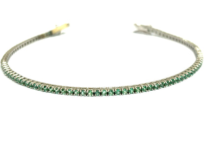 Bracciale tennis Smeraldi 3,25 ct in Oro Bianco 18 kt (750)