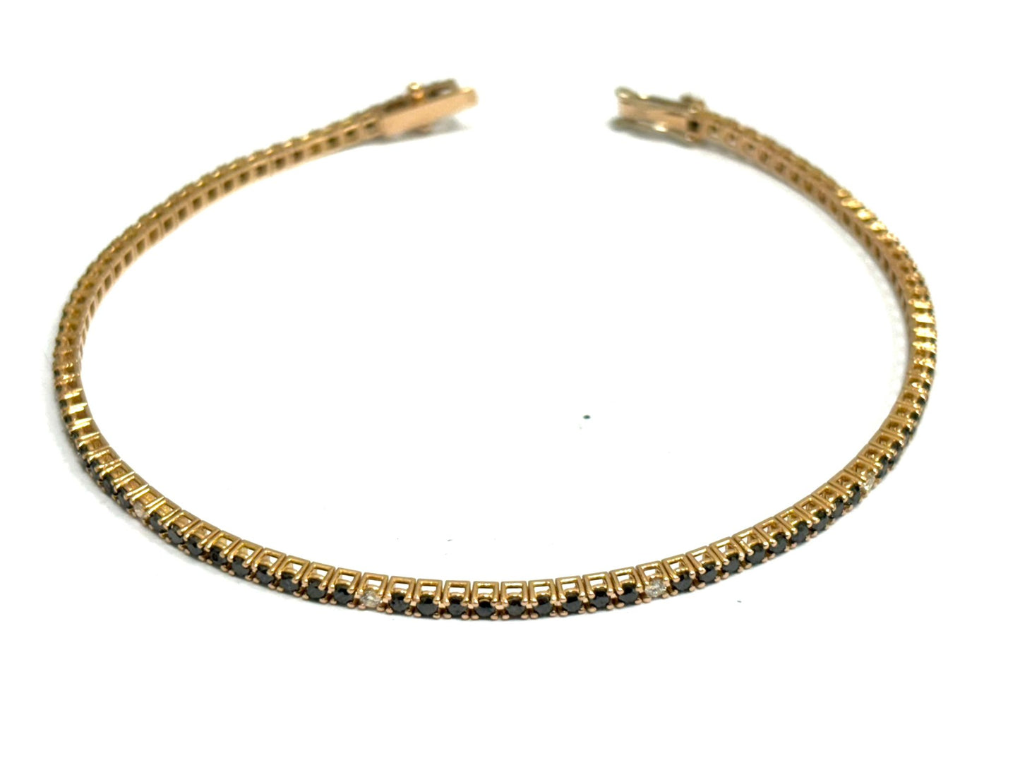 Bracciale tennis Diamanti neri 4,00 ct e bianchi 0,36 ct in Oro Rosa 18 kt (750)