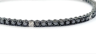 Bracciale Tennis in Oro Brunito con Diamanti Neri 6,49 ct e Diamanti bianchi 0,60 ct 18 kt (750)