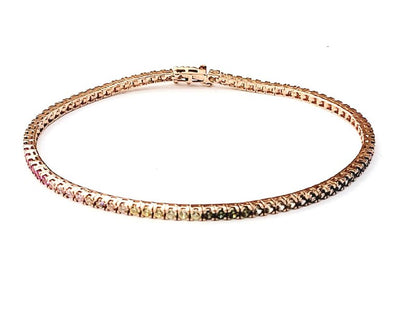 Bracciale Tennis Rainbow con Zaffiri Multicolor 3,97 ct in Oro Rosa 18 kt (750)