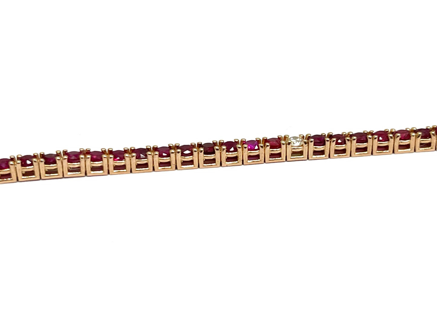 Bracciale tennis con Rubini 5,90 ct e Diamanti 0,35 ct in Oro Rosa 18 kt (750)