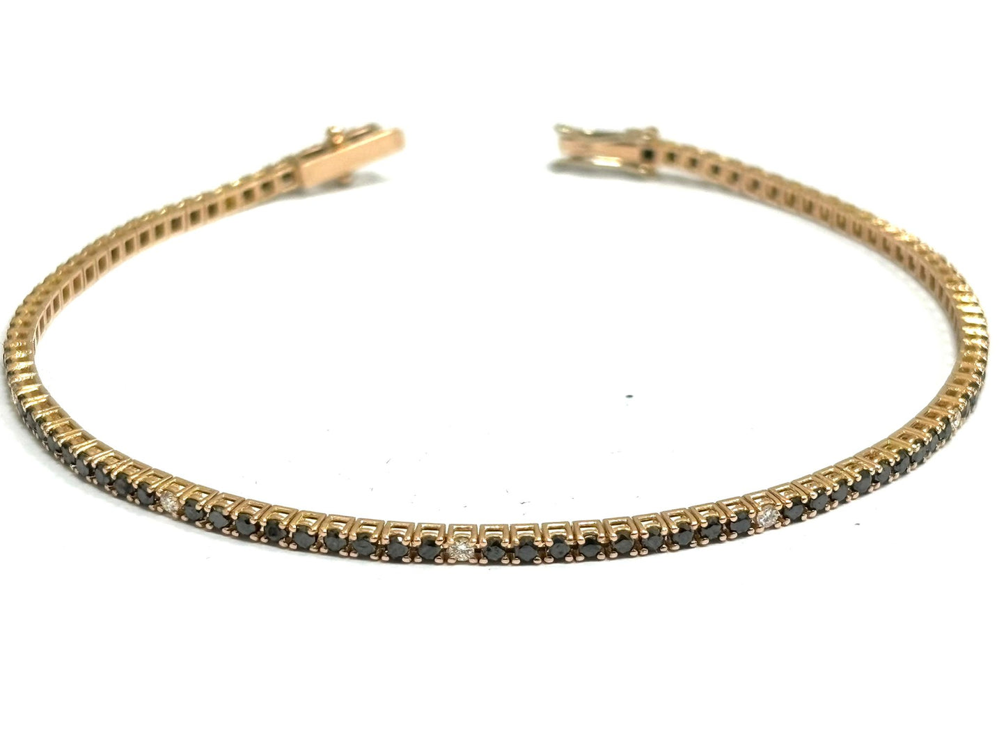 Bracciale tennis Diamanti neri 4,00 ct e bianchi 0,36 ct in Oro Rosa 18 kt (750)