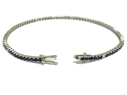 Bracciale tennis Zaffiri 5,40 ct e Diamanti 0,30 ct in Oro Bianco 18 kt (750)