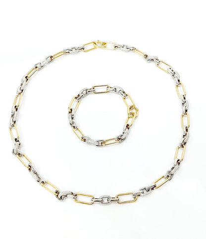 Collana Bracciale a catena con Diamanti 5,50 ct in Oro Giallo e Oro Bianco con certificazione gemmologica Gem Tech 18 kt -750