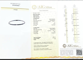 Bracciale Tennis in Oro bianco con Diamanti 0,30 ct e Zaffiri 3,96 ct  con certificato Gemmologico AIG Milan 18 kt (750)