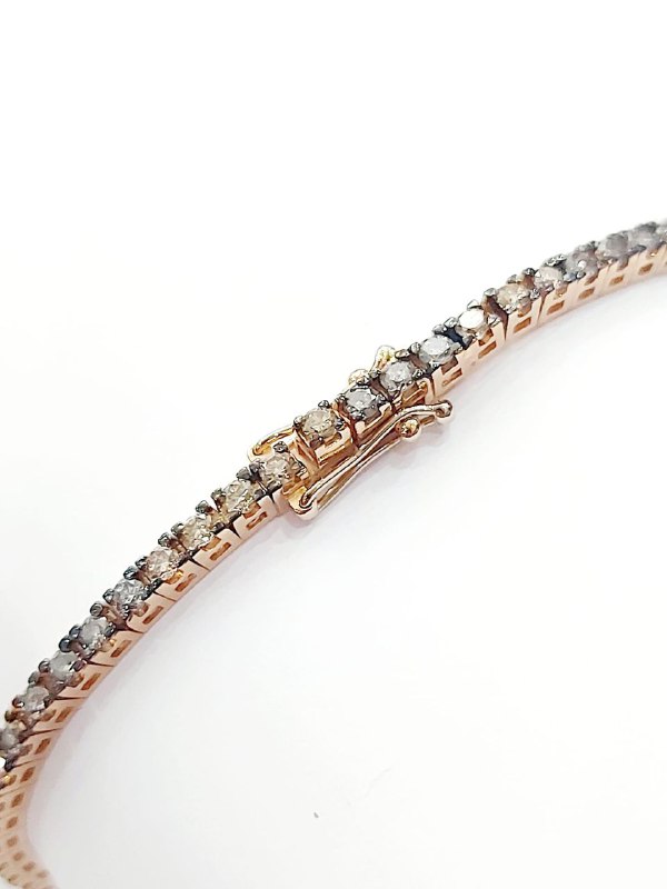 Bracciale Tennis Astralia in Oro Rosa con Diamanti Brown 1,92 ct e Grey 1,92 ct 18 kt (750)