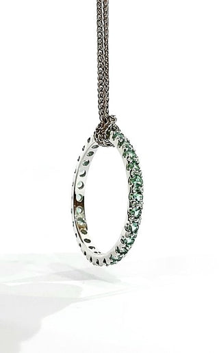 Collana pendente veretta eternity  Smeraldi 1,06 ct Oro Bianco 18kt -750