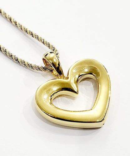 Collana maglia funetta bicolore pendente Cuore in Oro Giallo e Oro Bianco 18 kt -750