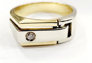 Anello fascia in Oro Giallo e Oro Bianco con Diamante ct 0,16 18 kt (750)