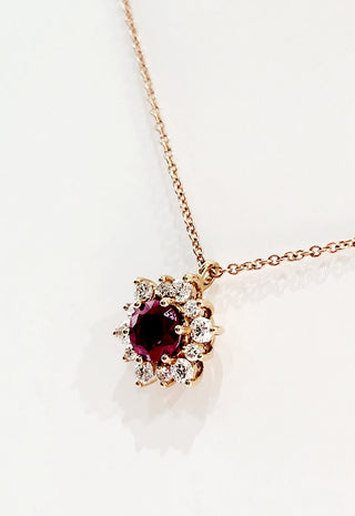 Collana pendente Magic fiore  Donna Diamanti 0,48 ct e Rubino 1,00 ct in Oro Rosa 18kt -750