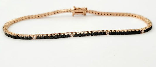 Bracciale Tennis in Oro Rosa con Diamanti Fancy Black 3,40 ct e Bianchi 0,45 ct 18 kt (750)