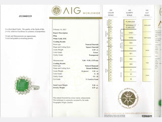 Anello in Oro Bianco Astralia con Smeraldo Zambia 4,10 ct e Diamanti 1,16 ct con certificazione gemmologica AIG Milan WorldWide 18kt (750)