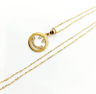 Collana con Pendente Smile in Oro Giallo e Diamanti 0,10 ct 18 kt (750)