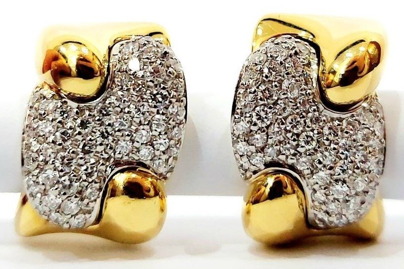 Orecchini Astralia con Diamanti 2,08 ct in Oro Bianco e Oro Giallo 18 kt (750)