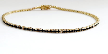 Bracciale Tennis in Oro Giallo con Diamanti 0,15 ct e Zaffiri 2,15 ct 18 kt (750)