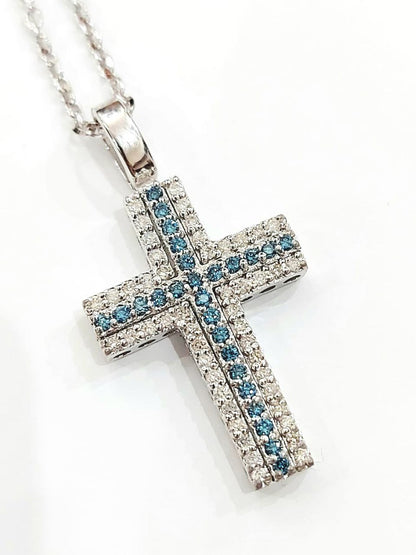 Collana in Oro bianco con Diamanti Sky Blu 0,65 ct e Diamanti Bianchi 0,96 ct 18 kt (750)