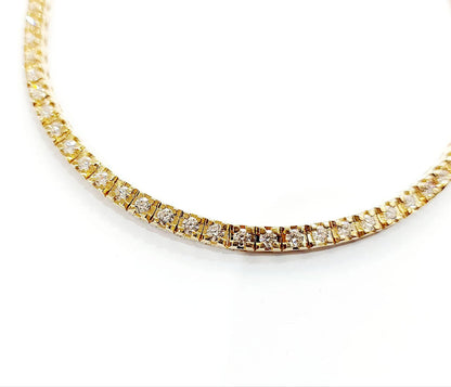 Collana Tennis Semirigida in Oro Giallo e Diamanti 4,99 ct con Certificato Gemmologico registrato AIG Milan 18 kt (750)