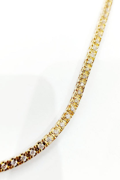 Collana Tennis Semirigida in Oro Giallo e Diamanti 4,99 ct con Certificato Gemmologico registrato AIG Milan 18 kt (750)