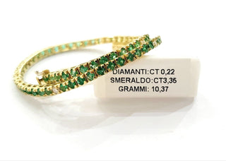 Bracciale Tennis Astralia in Oro Giallo con Smeraldi 3,35 ct e Diamanti 0,22 ct 18 kt (750)