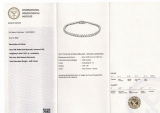 Bracciale Tennis Oro Bianco Astralia con Diamanti 6,00 ct con certificazione Gemmologica IGI 18 kt (750)