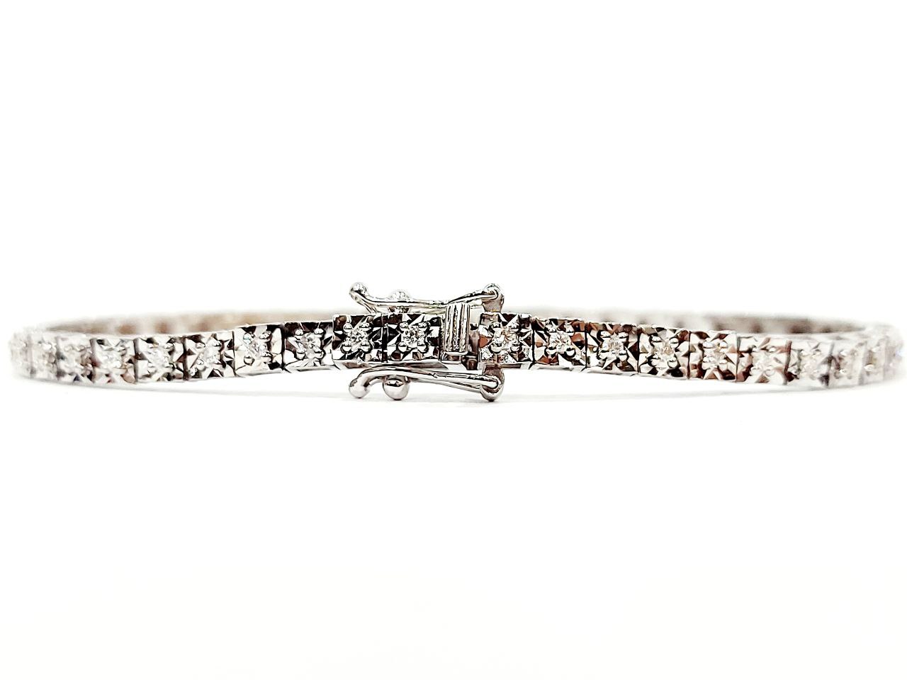 Bracciale Tennis specchiato in Oro Bianco con Diamanti 0,80 ct certificato AIG Milan 18 kt (750)