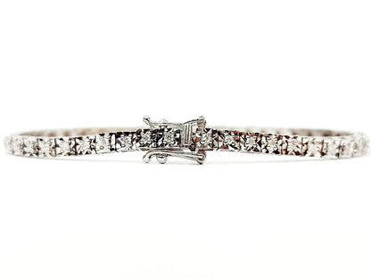 Bracciale Tennis specchiato in Oro Bianco con Diamanti 0,80 ct certificato AIG Milan 18 kt (750)