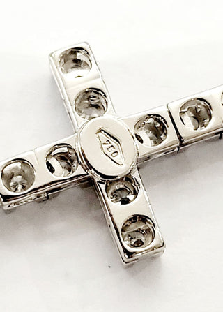 Collana  pendente Croce Oro Bianco 18kt -750 Diamanti ct 0,30 Unisex